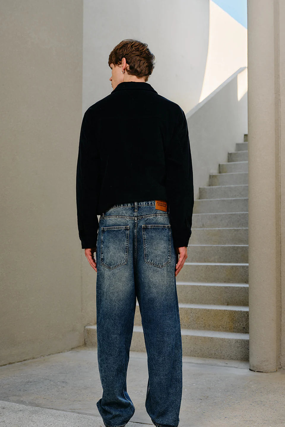 Rugged Wash Wide Leg Jeans